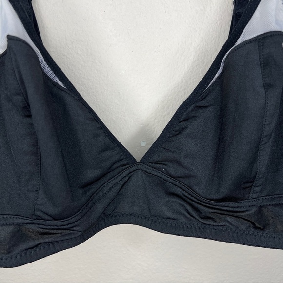LARGE UNDERELLA BY ELLA MOSS BLACK BRALETTE IVORY MESH PANEL ACCENT STRETCH - Picture 3 of 9